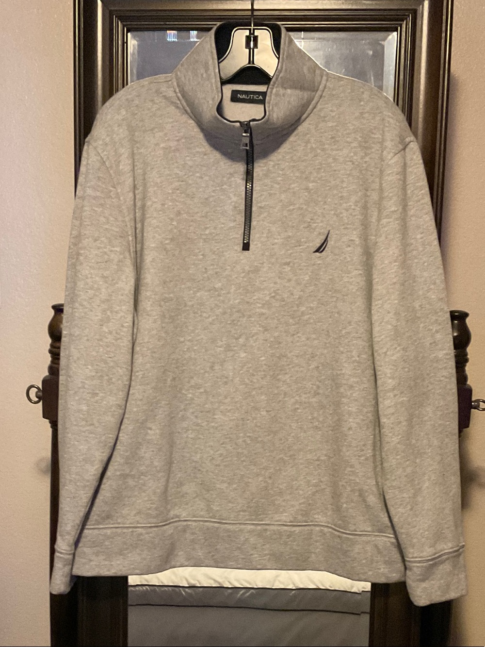 Nautica Heather Gray Quarter-Zip Mock Neck Pullover